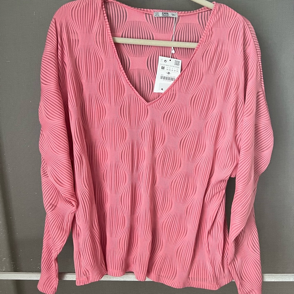 Zara pink long sleeve top - size Medium